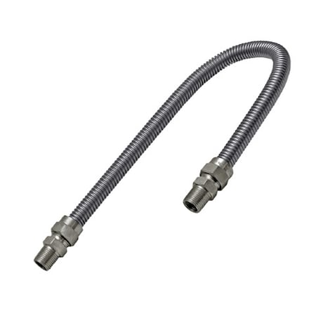 Flextron Gas Line Hose 1/2'' O.D. x 30'' Length with 3/8" MIP Fittings, Stainless Steel Flexible Connector FTGC-SS38-30G